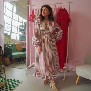Long Sleeve Dress - Yellow Gingham